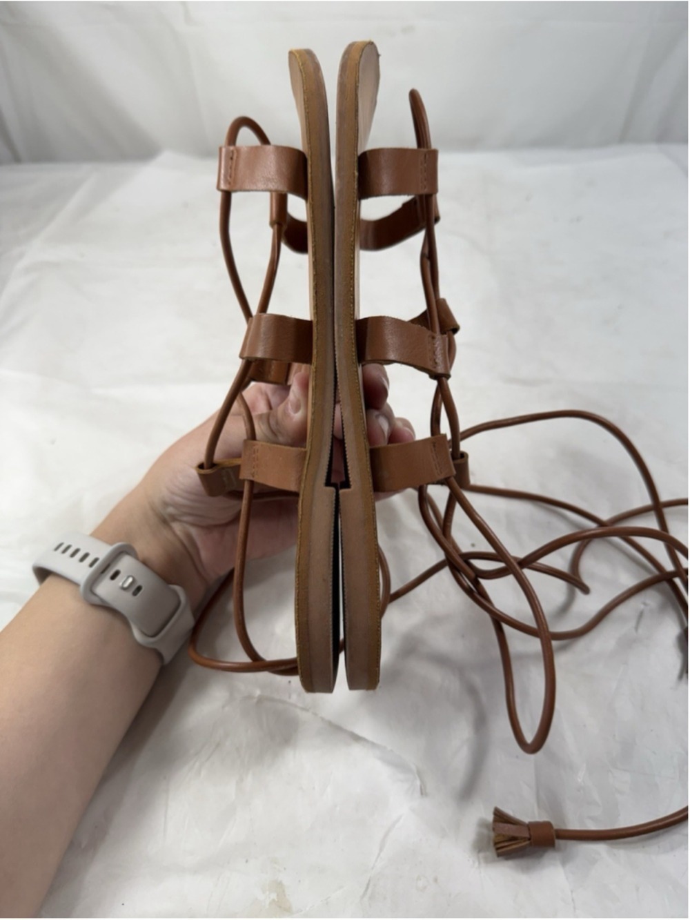Abercrombie & Fitch Lace Up Gladiator Sandals size 6.5 Brown Strappy Cottagecore - Picture 4 of 15